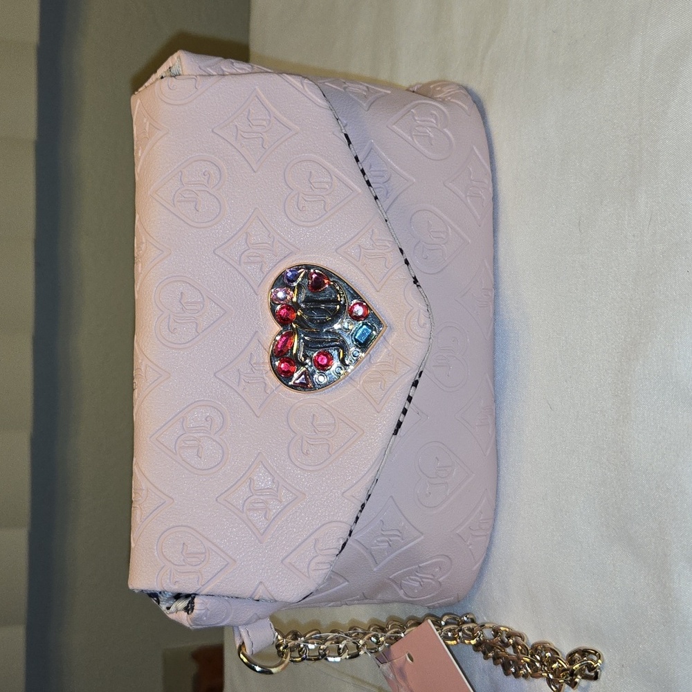 NEW Juicy Couture Pink Clay Glitz Out Mini Wristlet with Chain Detail